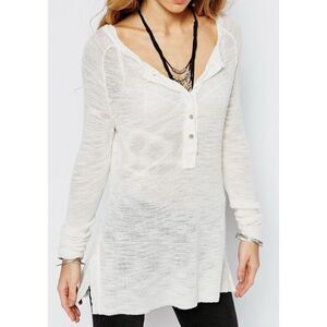 Free People Ivory Mountain Song Henley Sheer Tunic Sweater sz S
